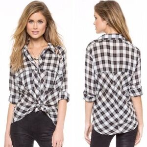 Free People Women Lace up plaid flannel Top XS/P